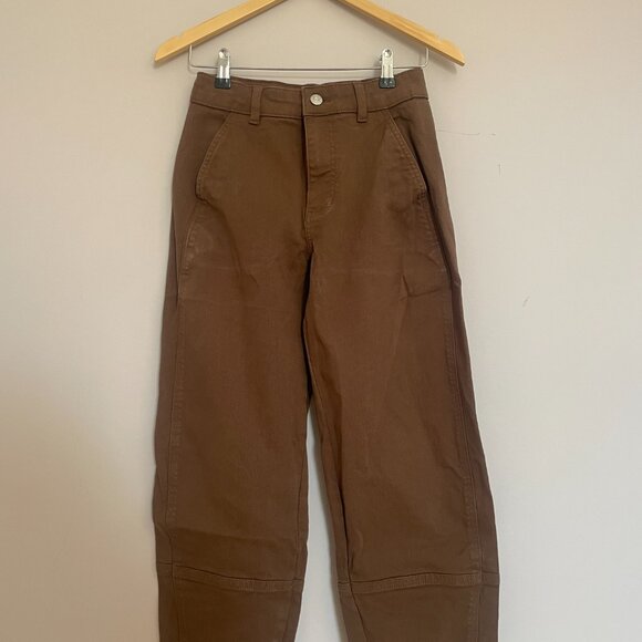 Everlane Utility Barrel Pants 0 XS Chinos Cocoa Brown High Rise - Picture 3 of 6